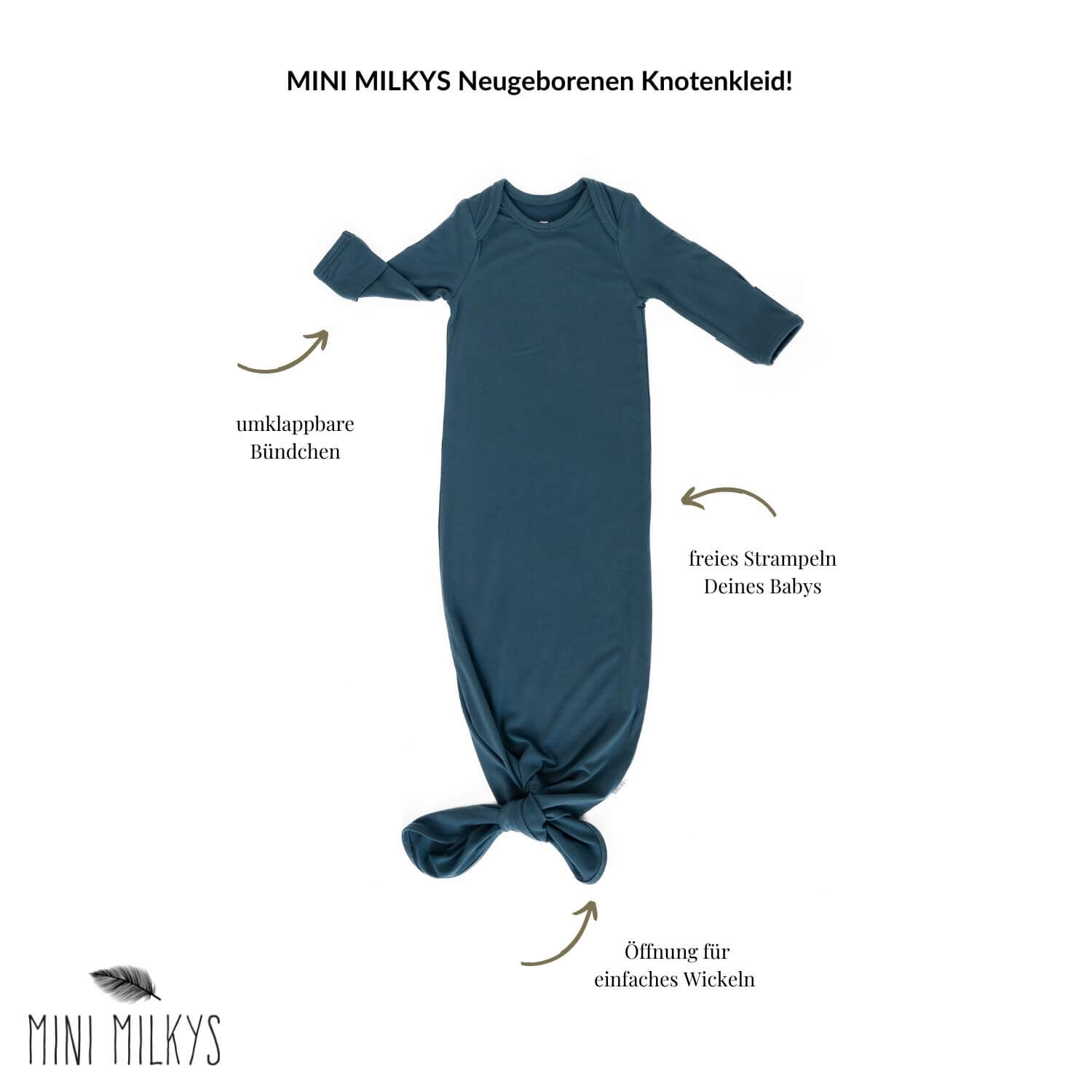 Mitwachsendes Knotenkleid - Petrol